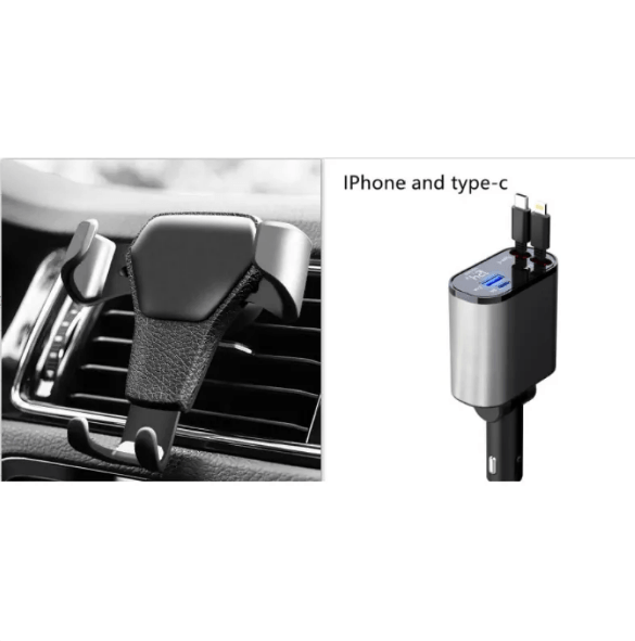 100W Fast Charging Car Charger – Dual Port USB-C & Lightning for iPhone, Android & Laptops