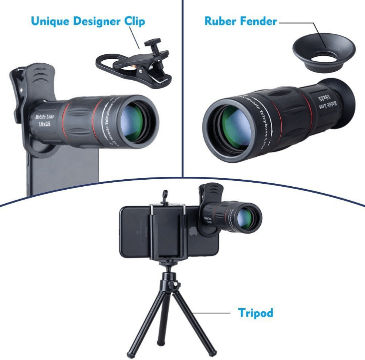 18x Zoom Telephoto Lens for Smartphone – HD Phone Camera Lens with Tripod for iPhone & Android