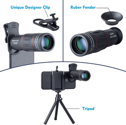 18x Zoom Telephoto Lens for Smartphone – HD Phone Camera Lens with Tripod for iPhone & Android