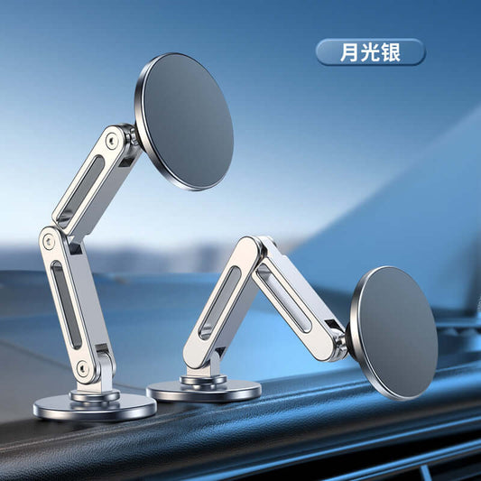 Magnetic Car Phone Holder with 360° Rotation – MagSafe Compatible Aluminum Mount for Tesla & All Cars