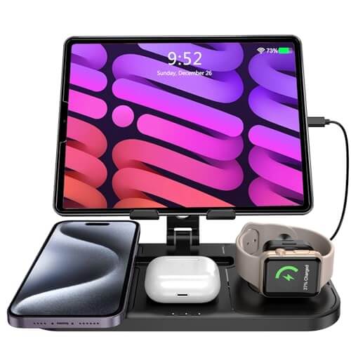 4-in-1 Wireless Charging Station for Apple – iPhone 16/15/14 Pro Max, AirPods Pro 2, iPad Stand & Apple Watch Series 7/8/9 (18W USB-C Included)