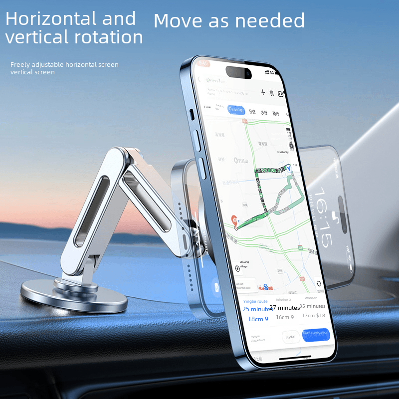 Magnetic Car Phone Holder with 360° Rotation – MagSafe Compatible Aluminum Mount for Tesla & All Cars