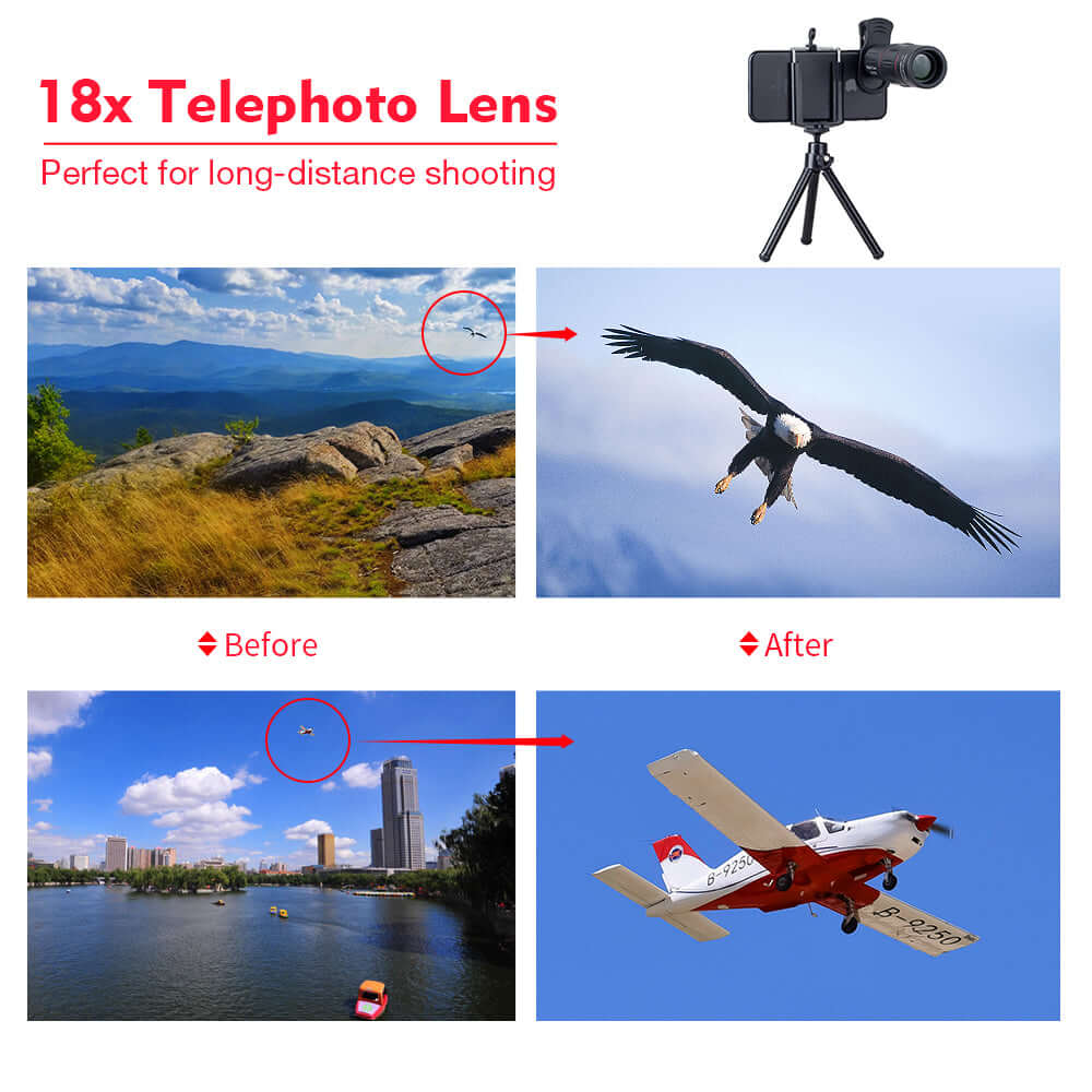 18x Zoom Telephoto Lens for Smartphone – HD Phone Camera Lens with Tripod for iPhone & Android