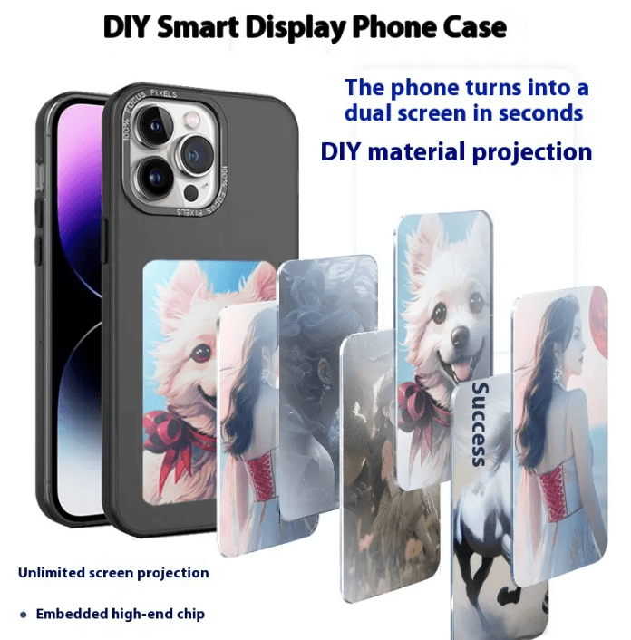 Mirror Phone Case with DIY Display Screen – Dual Layer Drop Protection for iPhone