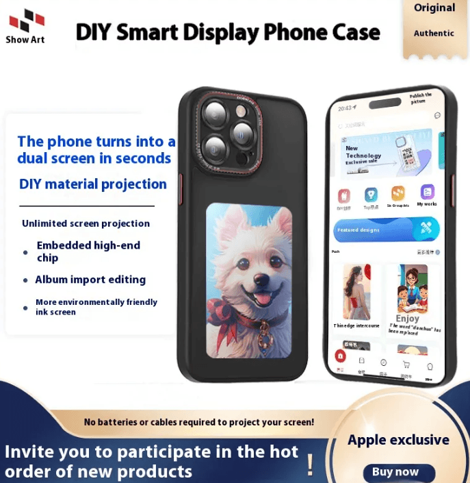 Mirror Phone Case with DIY Display Screen – Dual Layer Drop Protection for iPhone